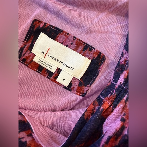 By Anthropologie Printed Ruched-Sleeve Maxi Dress Size Small - Picture 10 of 11